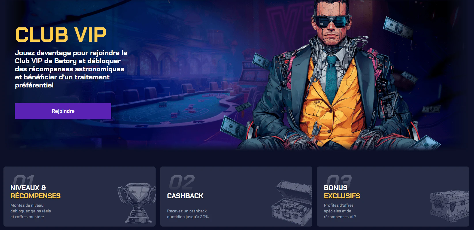 Club VIP Betory avec cashback et bonus exclusifs